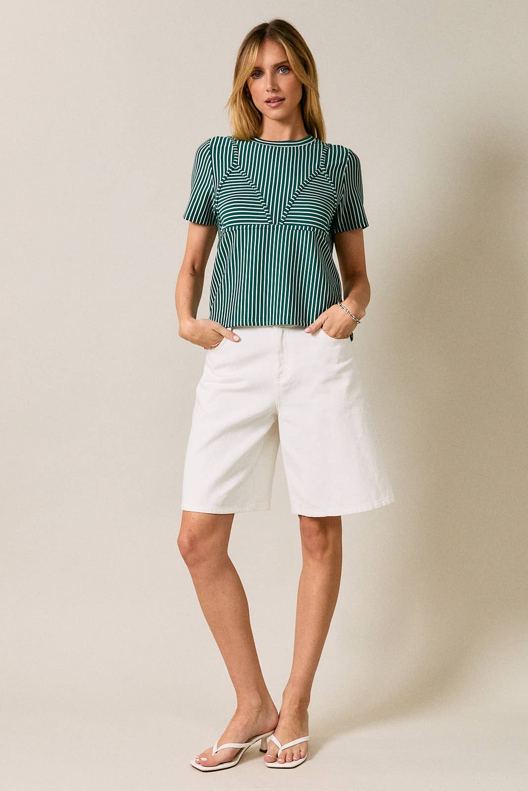 CREW NECK BIKINI STRIPE T-SHIRT