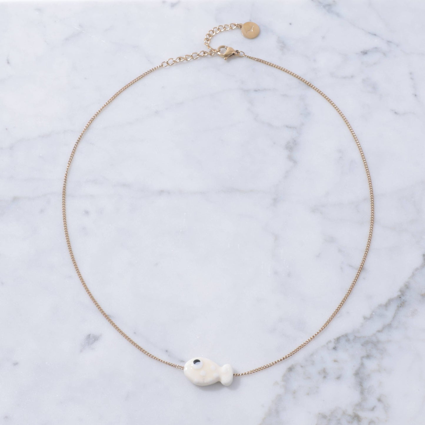 Good Luck Fish Waterproof Chain Necklace : White