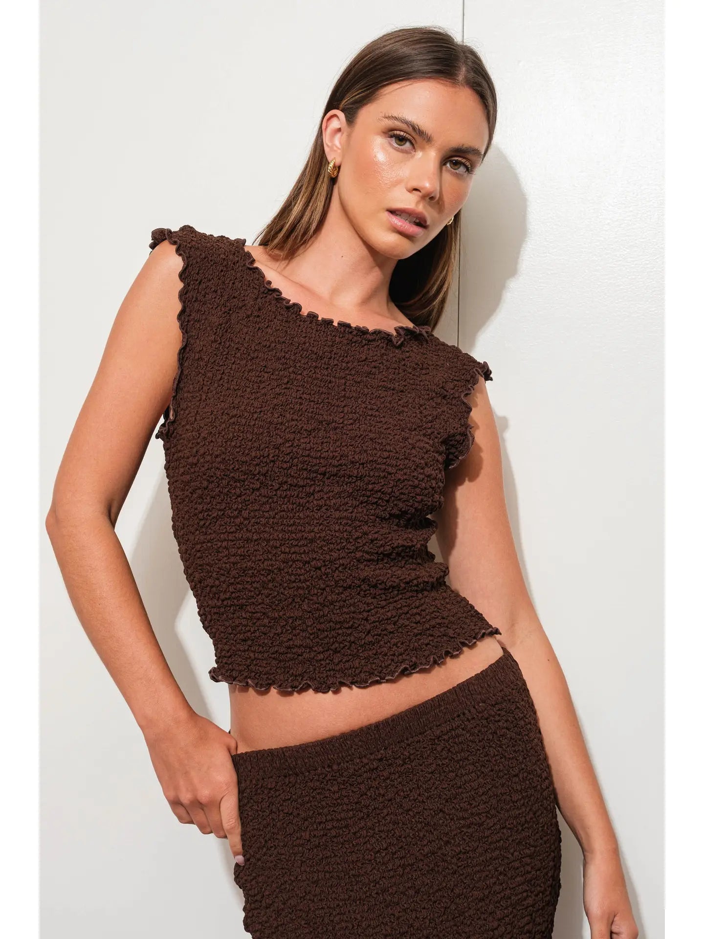 Clara Textured Boatneck Top