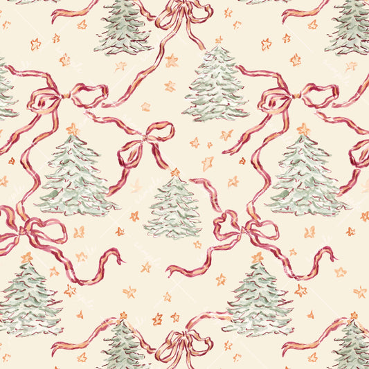 Trees and Bows Gift Wrap