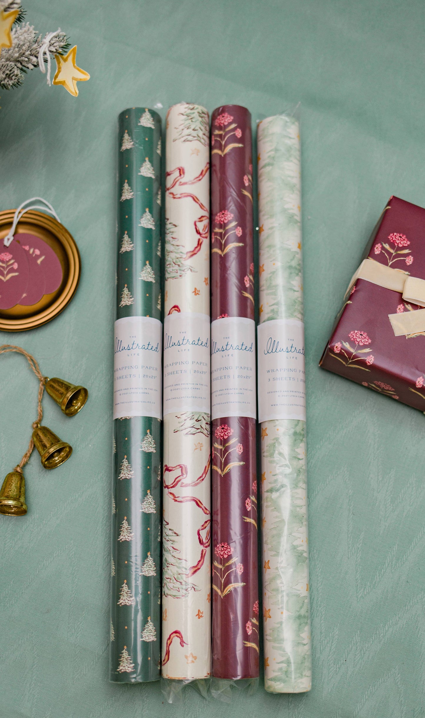 Zinnia Block Print Gift Wrap Sheets