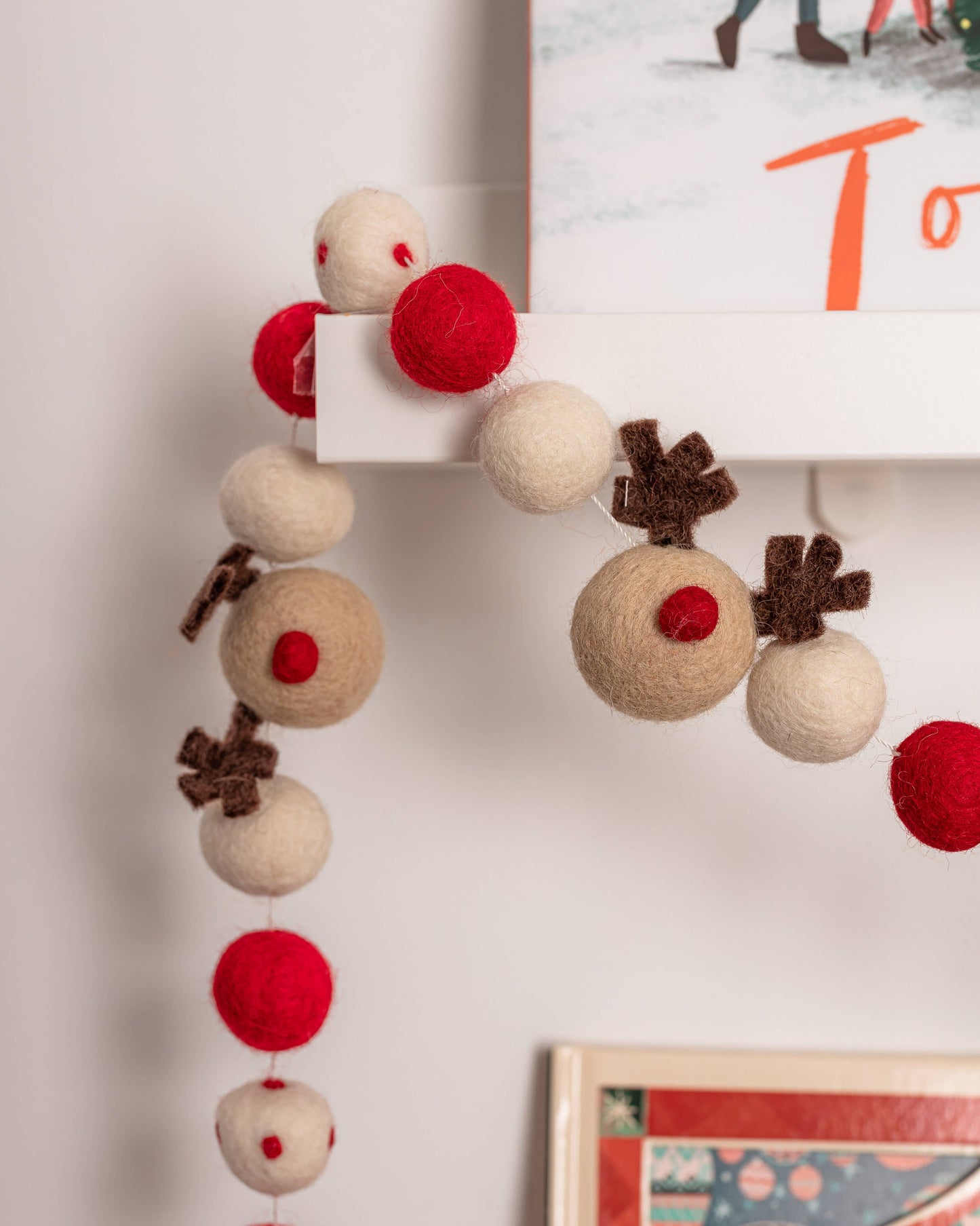 Reindeer Christmas Felt Ball Garland