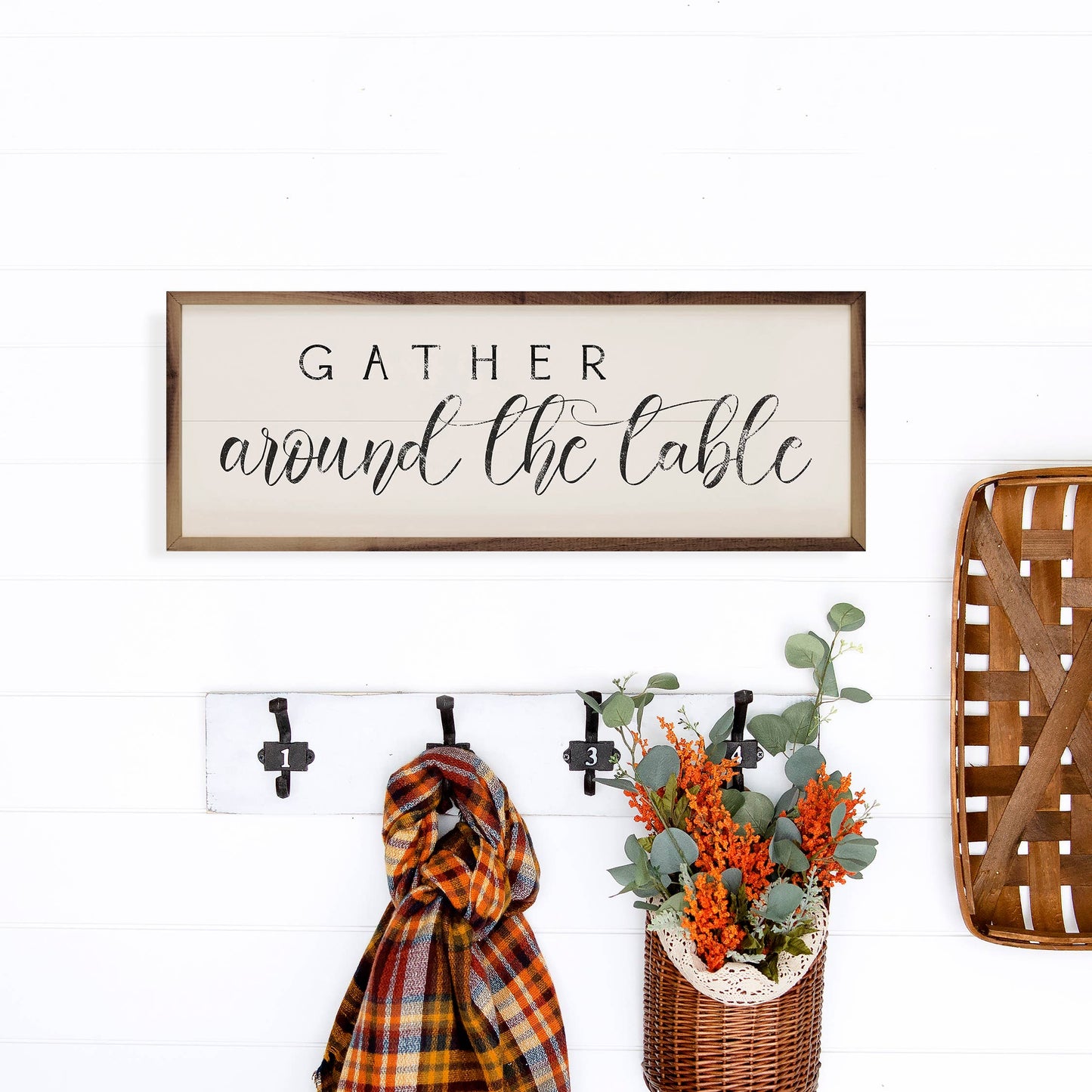 Gather Around The Table Script White: 12 x 4