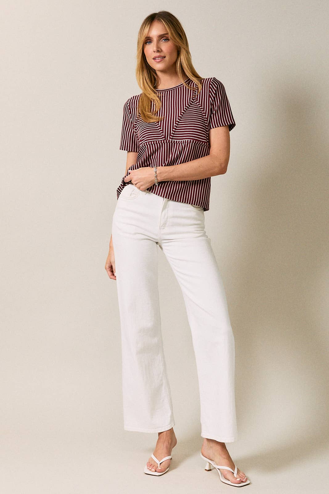 CREW NECK BIKINI STRIPE T-SHIRT
