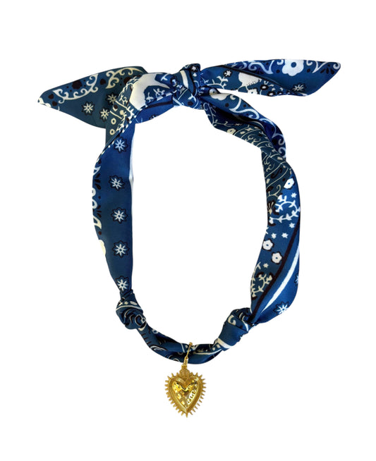 Cheyenne scarf necklace: Banjo Blue / Without charm