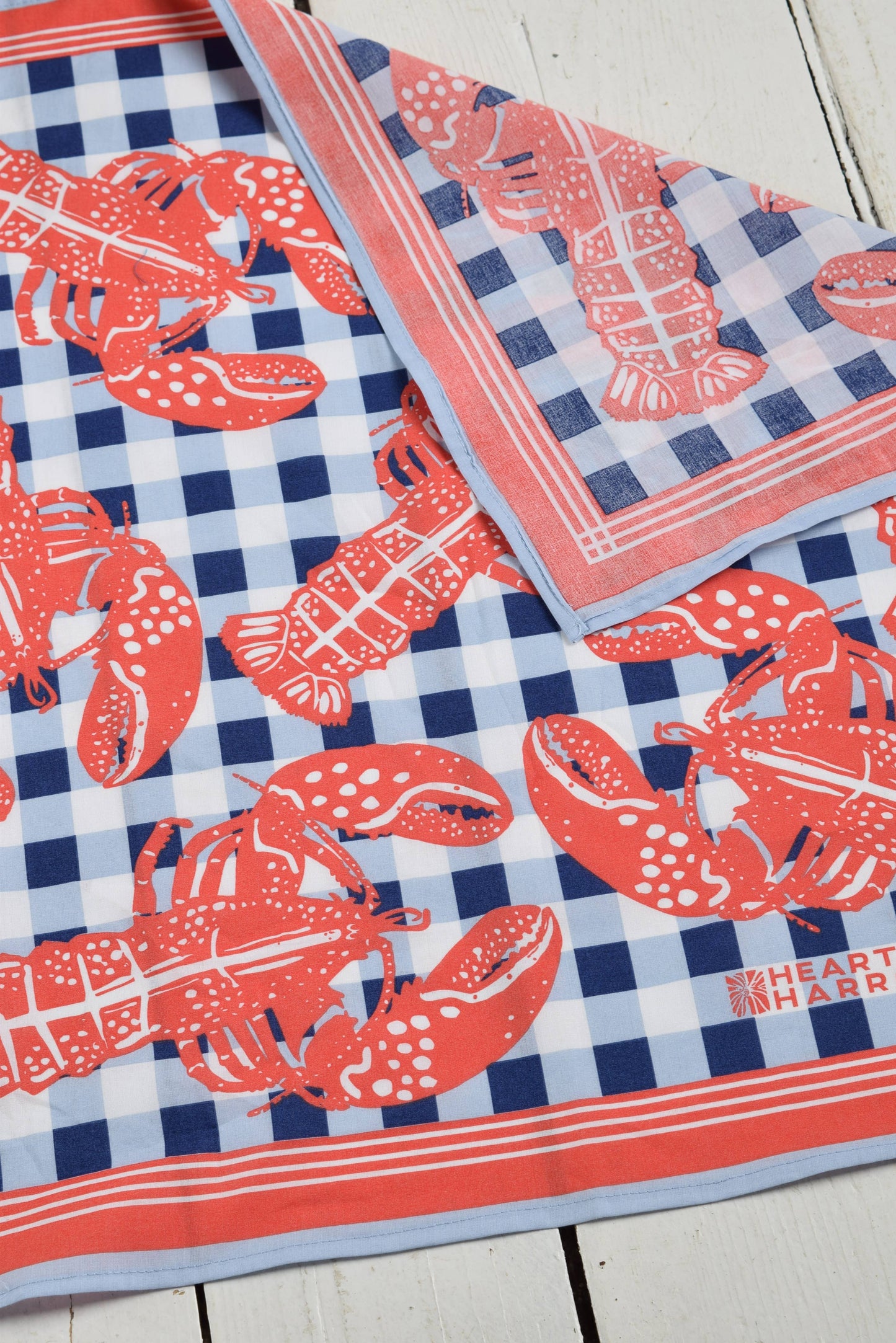 Lobster Bandana - 100% Cotton - Nautical Gingham - Hanky