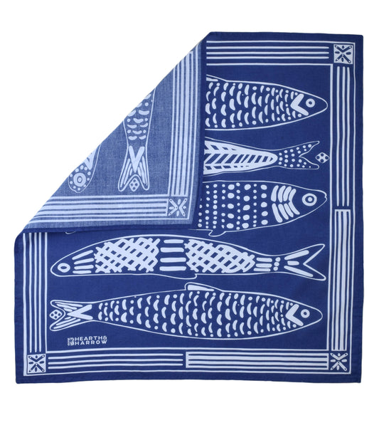 Sardine Bandana - 100% Cotton - Nautical Print - Hanky Ascot