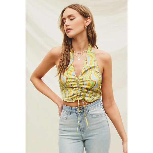 Disco Animal Halterneck Ruched Top