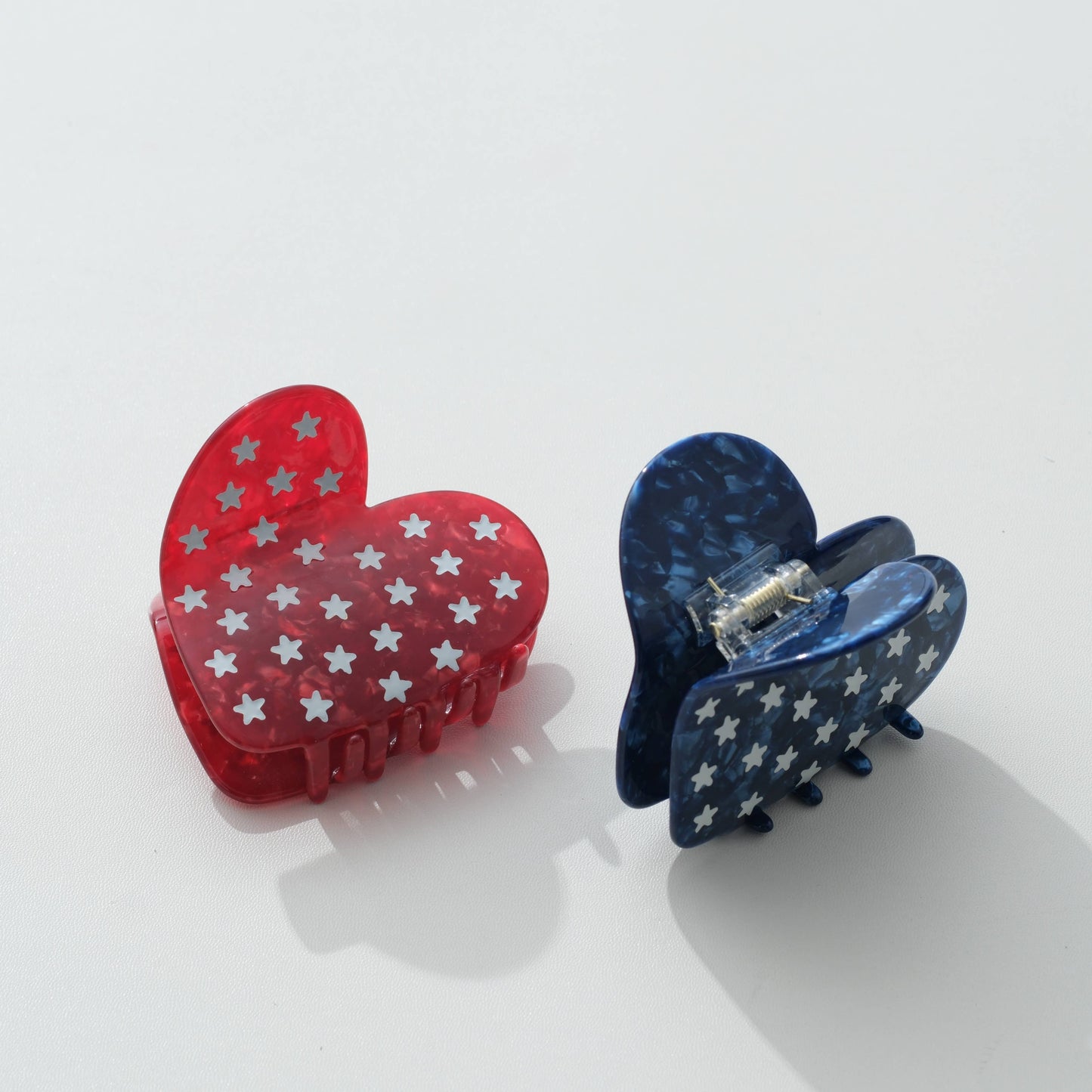 USA Hearts with Stars Claw Clip - Large : Assorted