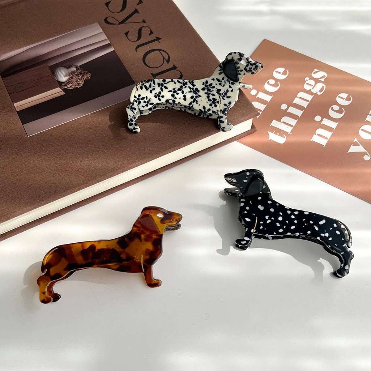 Dachshund Dog Acetate Hair Claw Clip: Black