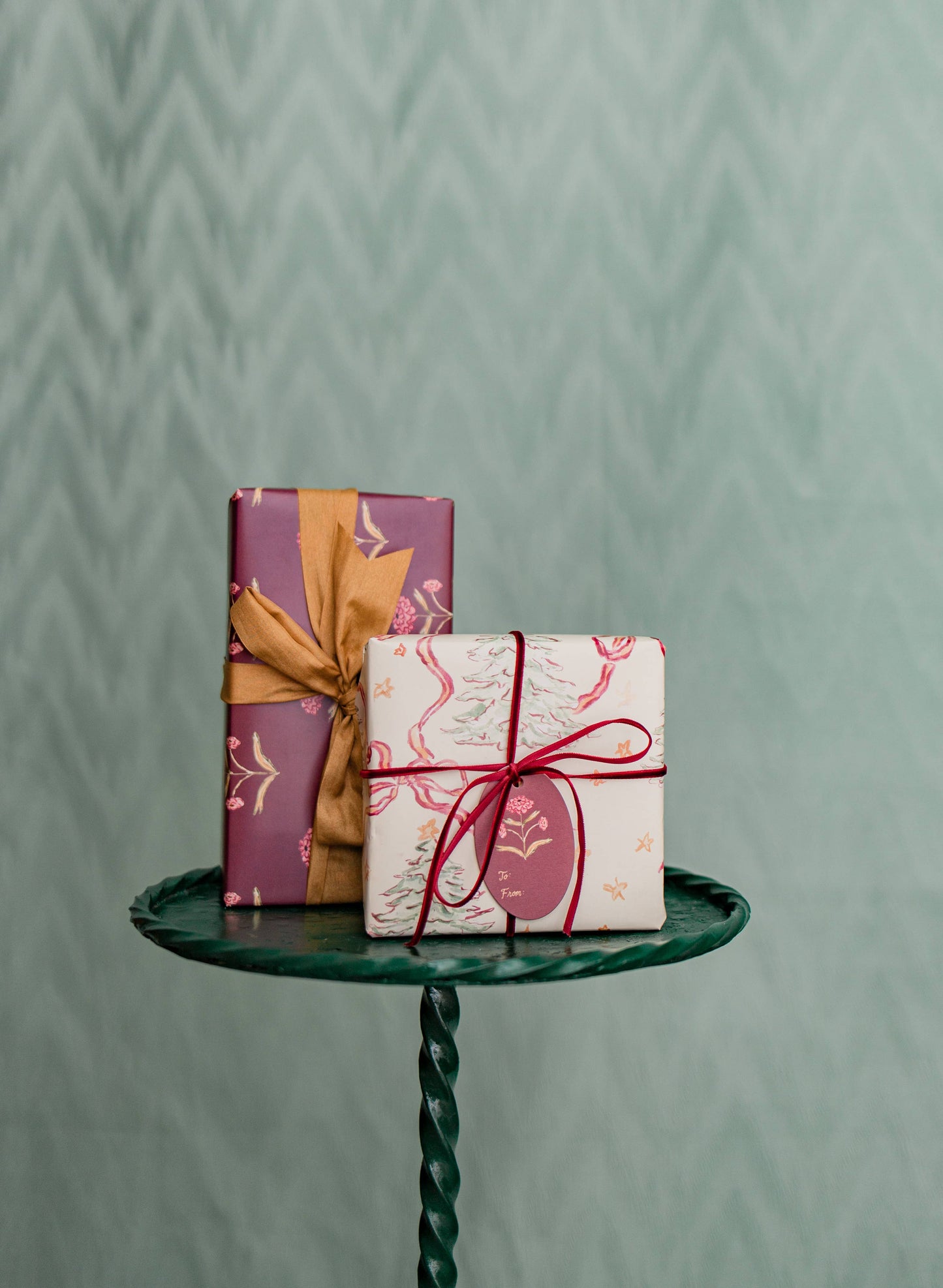 Zinnia Block Print Gift Wrap Sheets