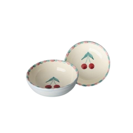 Ceramic Dipping Bowl with Hand-painted Cherries - Small - 3.38 oz