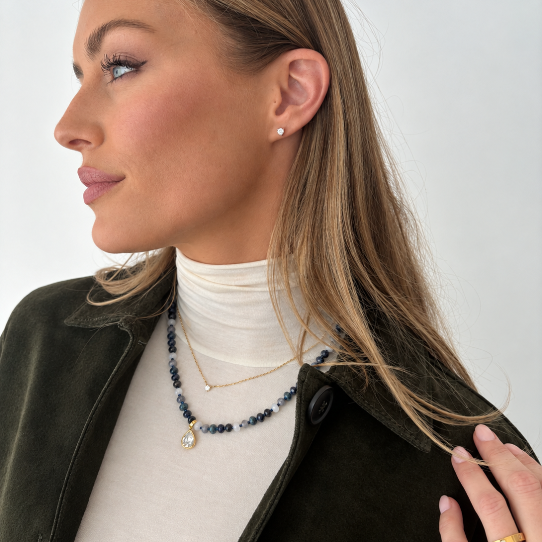 Midnight Mineral Gemstone Necklace - blue