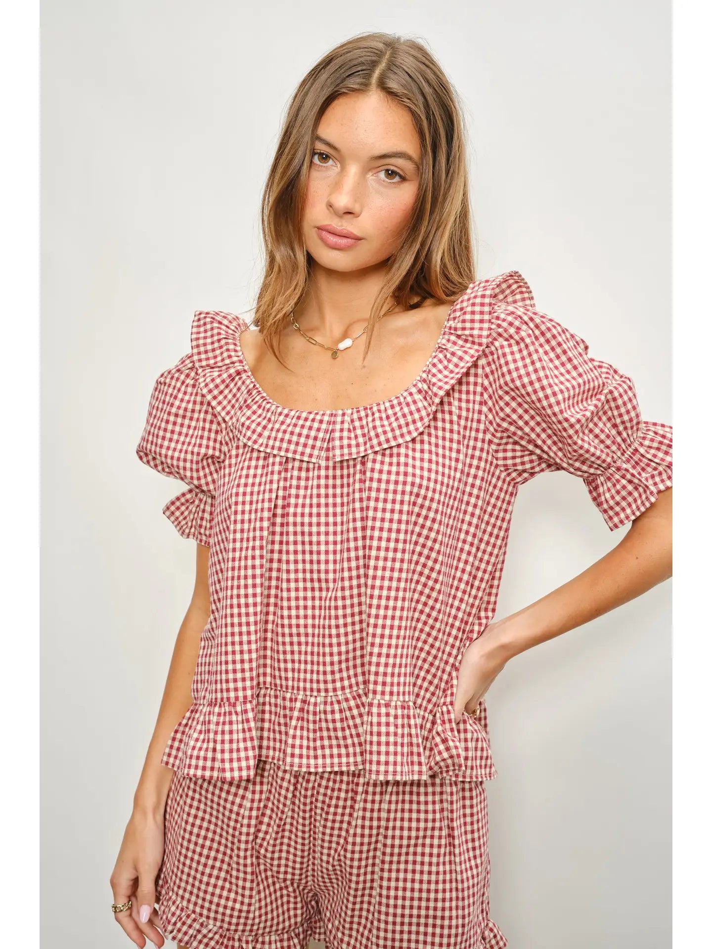 Kiara Frill Gingham Top
