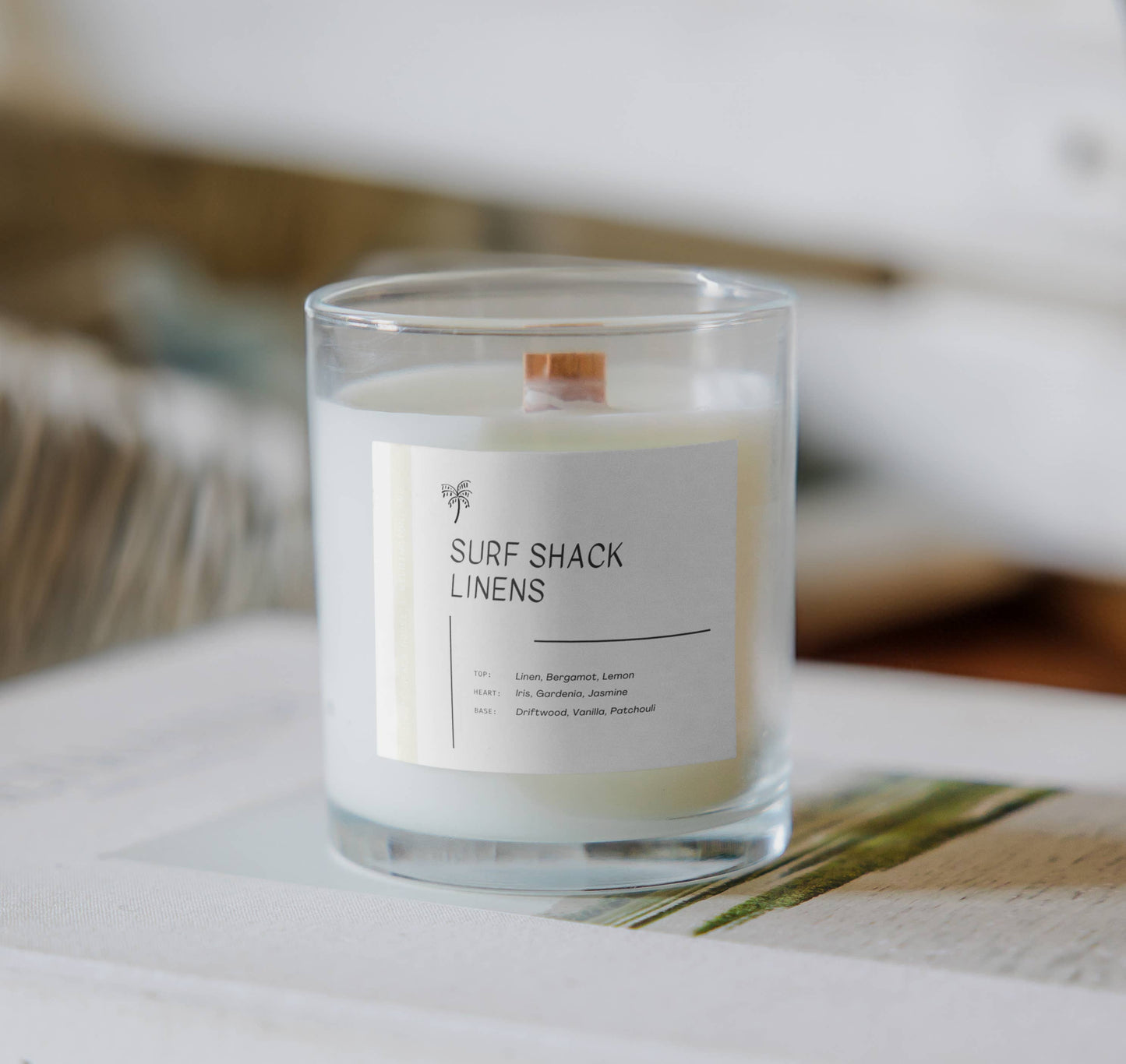Surf Shack Linens | Luxury Coastal Wood Wick Candle