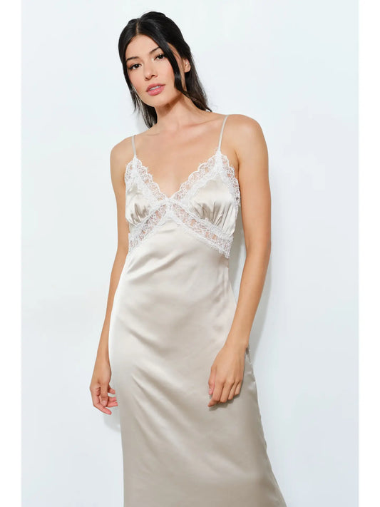 Shay Satin Midi Dress - Romantic, Elegant