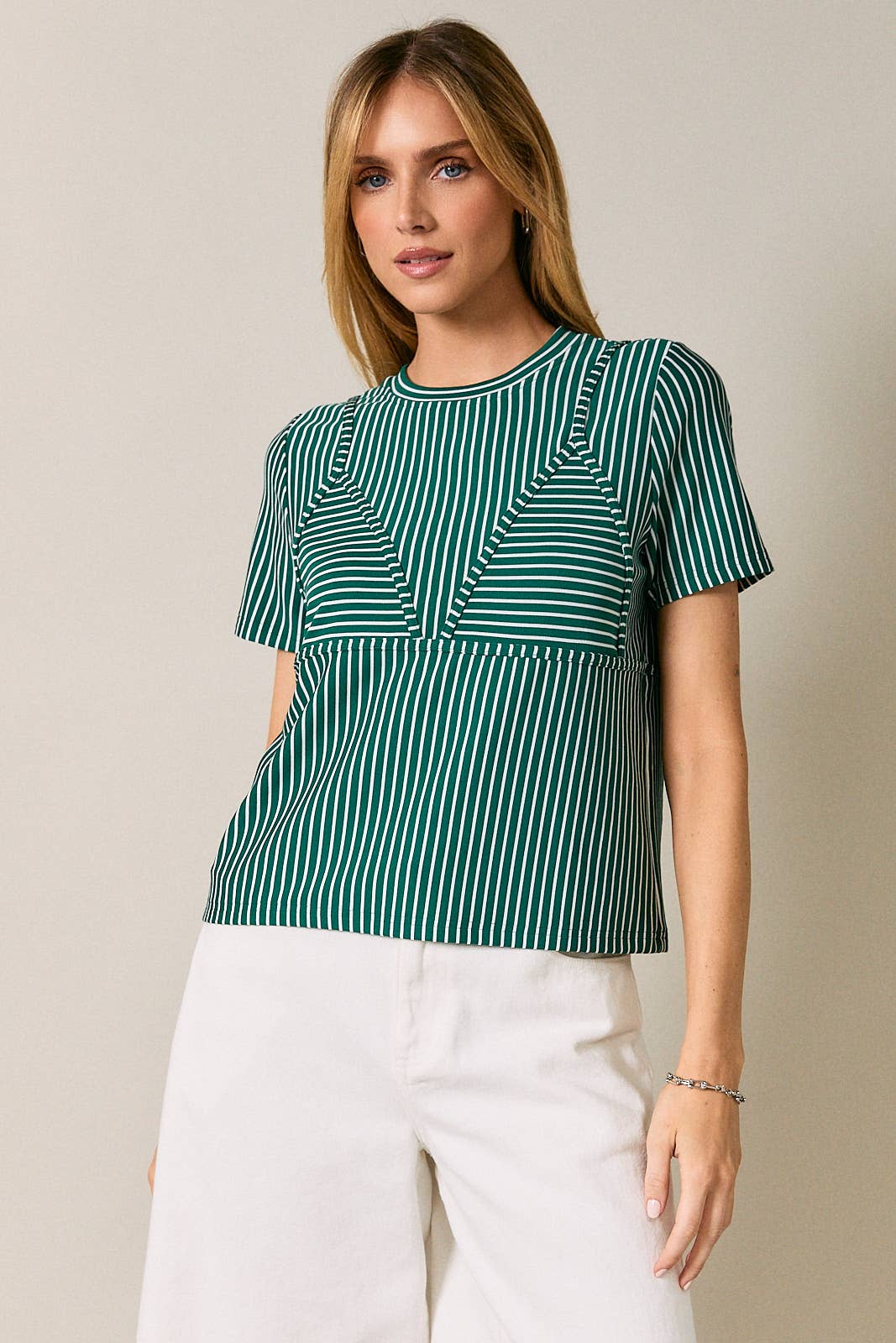 CREW NECK BIKINI STRIPE T-SHIRT
