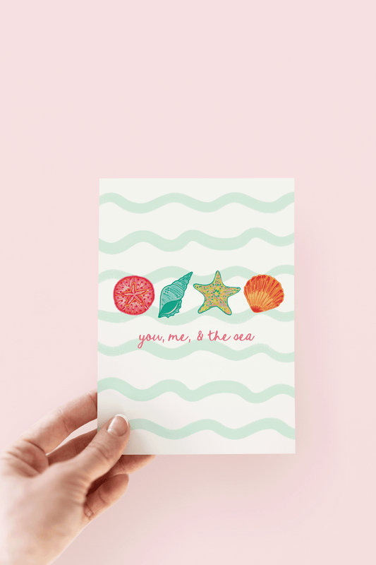 You Me & the Sea Beach Coastal Seashell Greeting Card