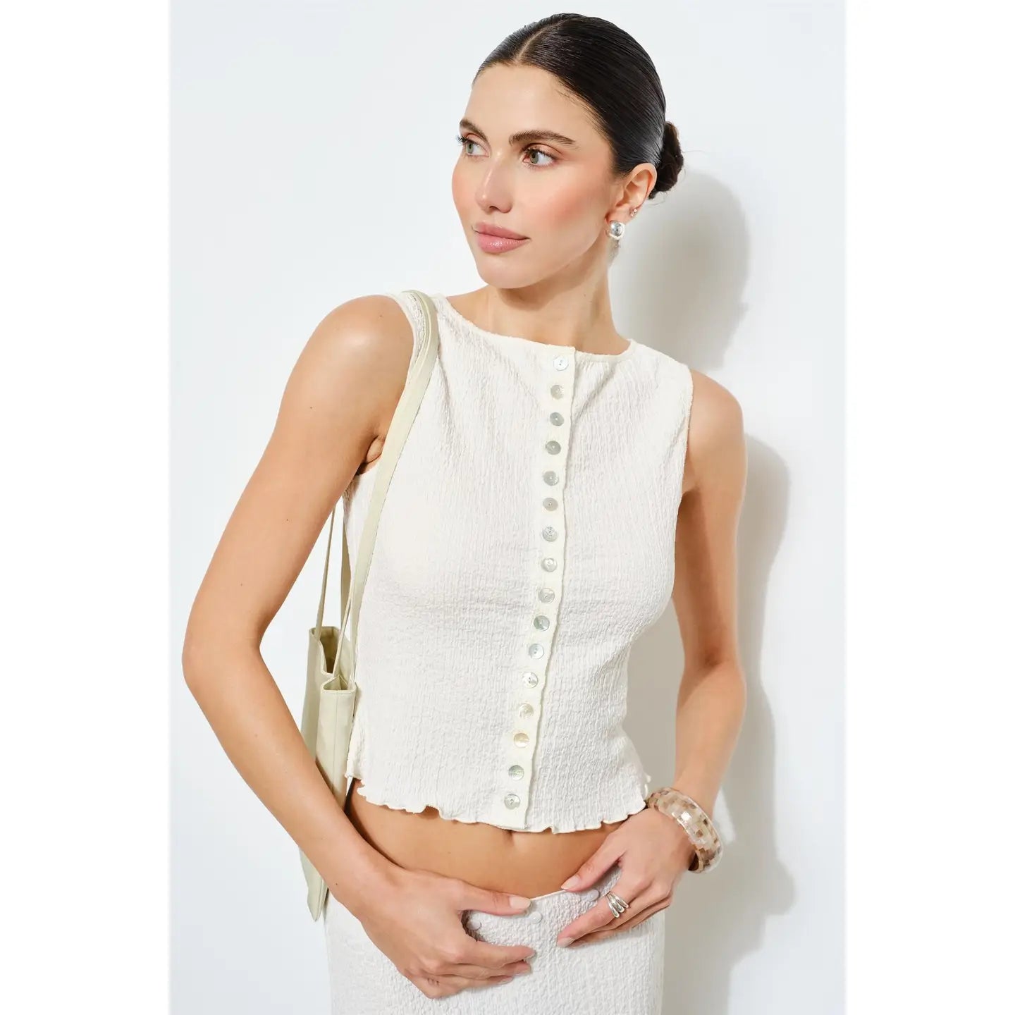 Lana Textured Button Up Tank