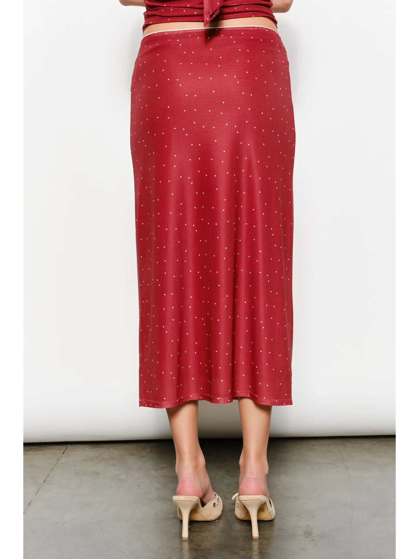 Geneva Polkadot Mesh Midi Skirt