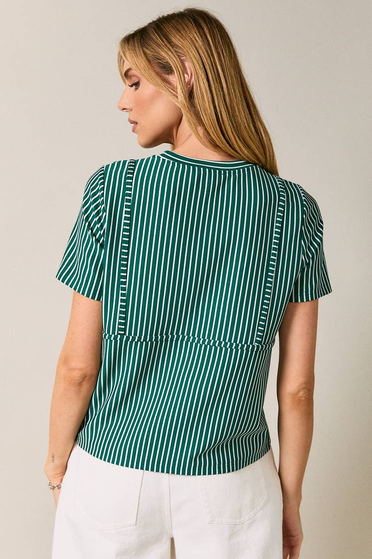 CREW NECK BIKINI STRIPE T-SHIRT