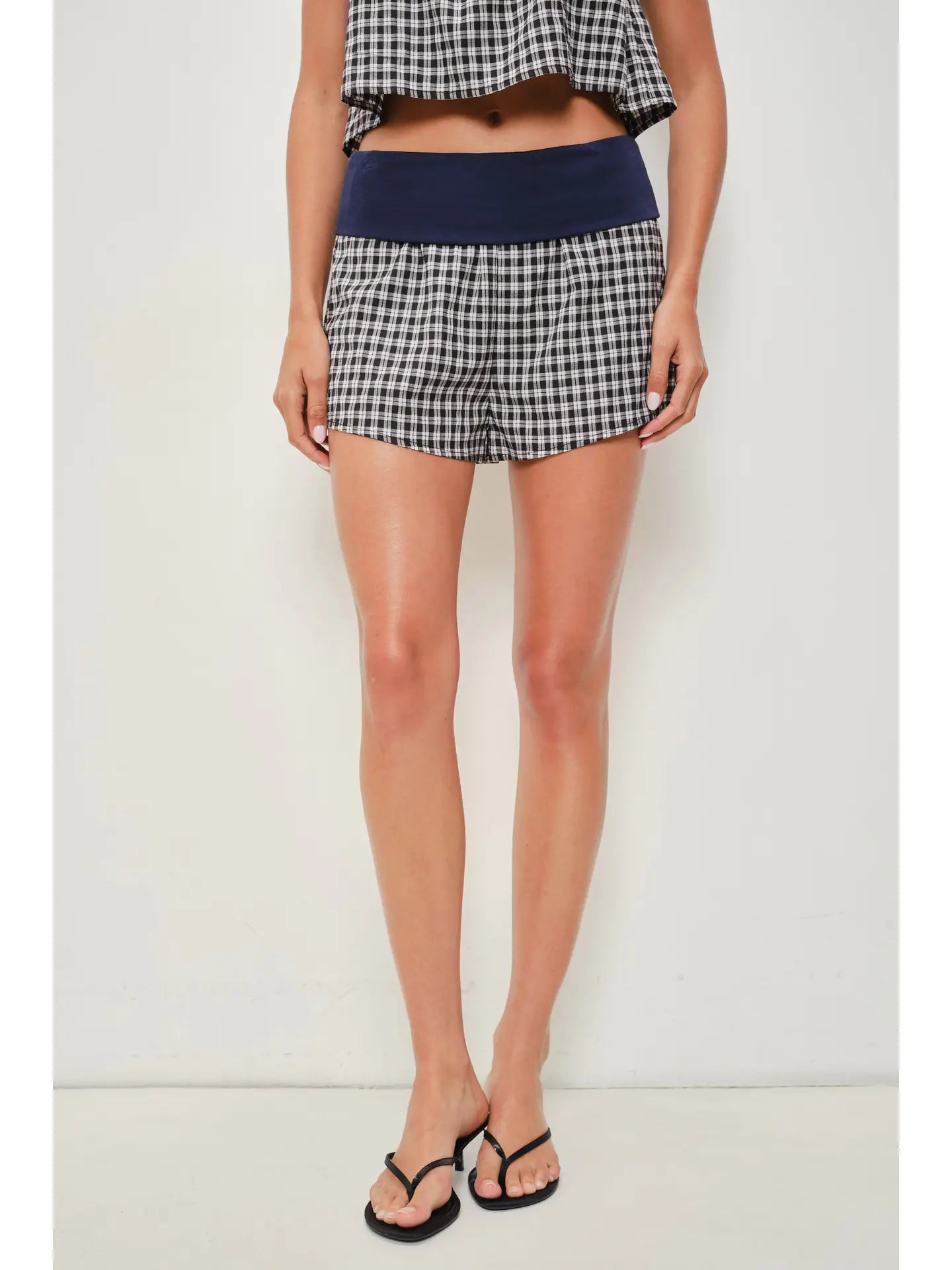 Deanna Gingham Contrast Shorts