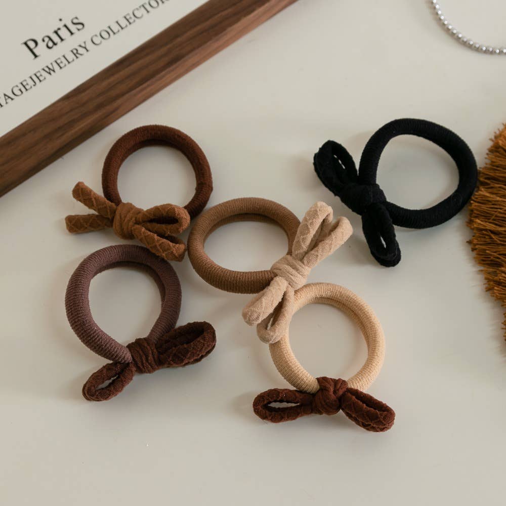 Seamless Bow Hair Tie (Set of 5): Assorted