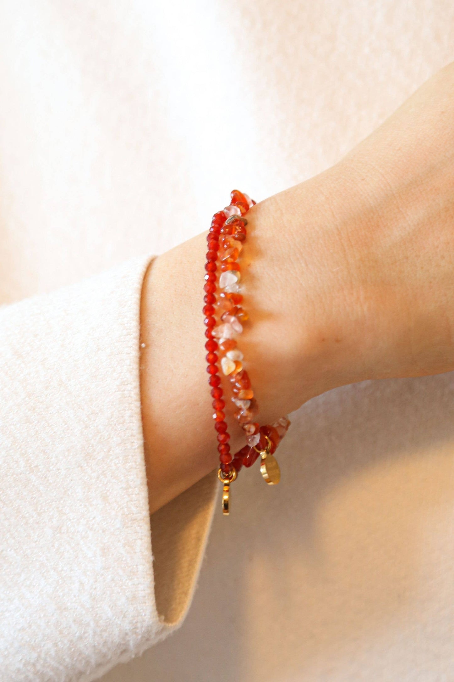 Carnelian Gemstone Beaded Stretch Bracelet | Jewelry