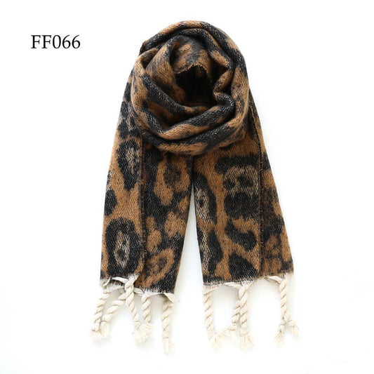 Soft Oblong Multi Color Leopard Brushed Scarf (10 colors): FF069