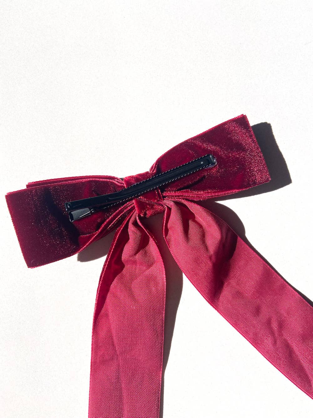 Classic Velvet Hair Bow Barrette: Black