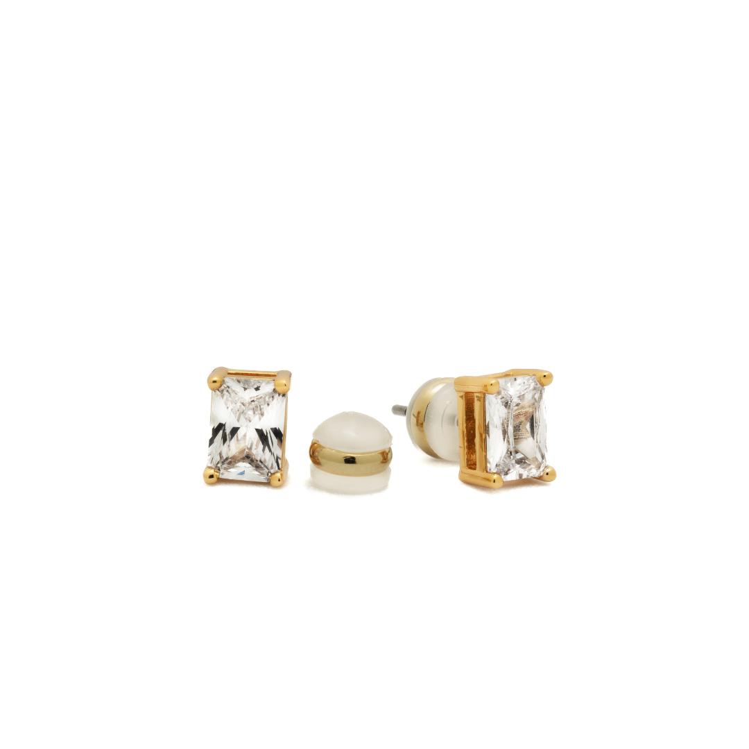 18K Gold Baguette Stud Earrings