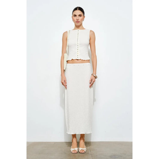 Lana Button Detail Textured Skirt