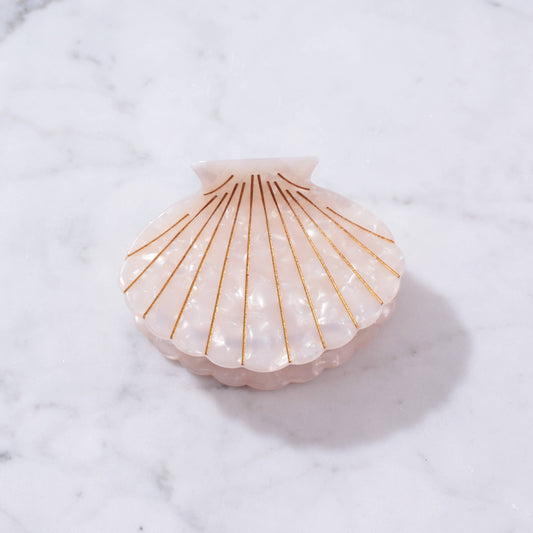 Eco-Friendly Scallop Shell Hair Clip Large: Pearl