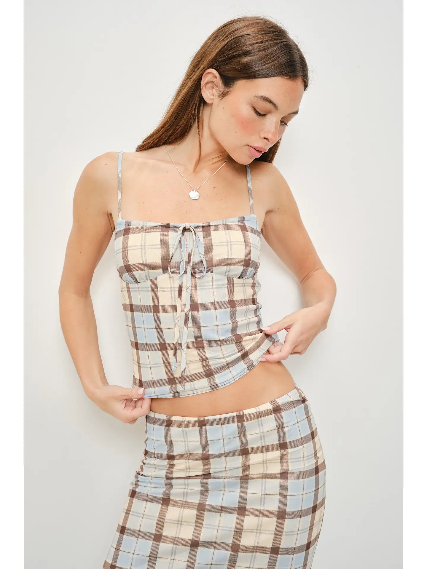 Jem Plaid Mesh Cami