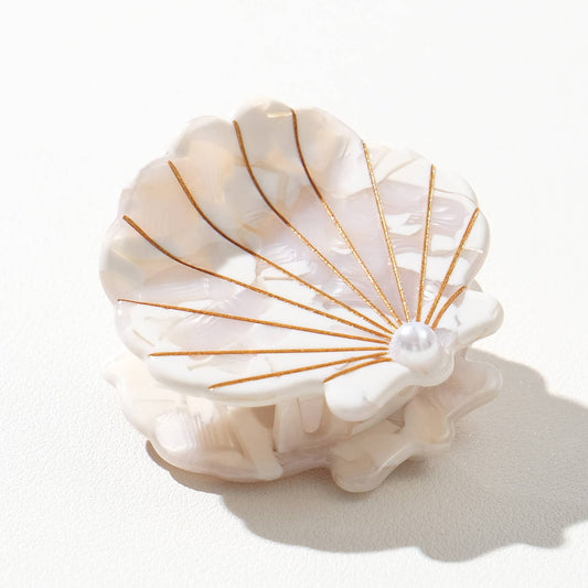 Pearl Vintage Snow Seashell Claw Clip: Assorted