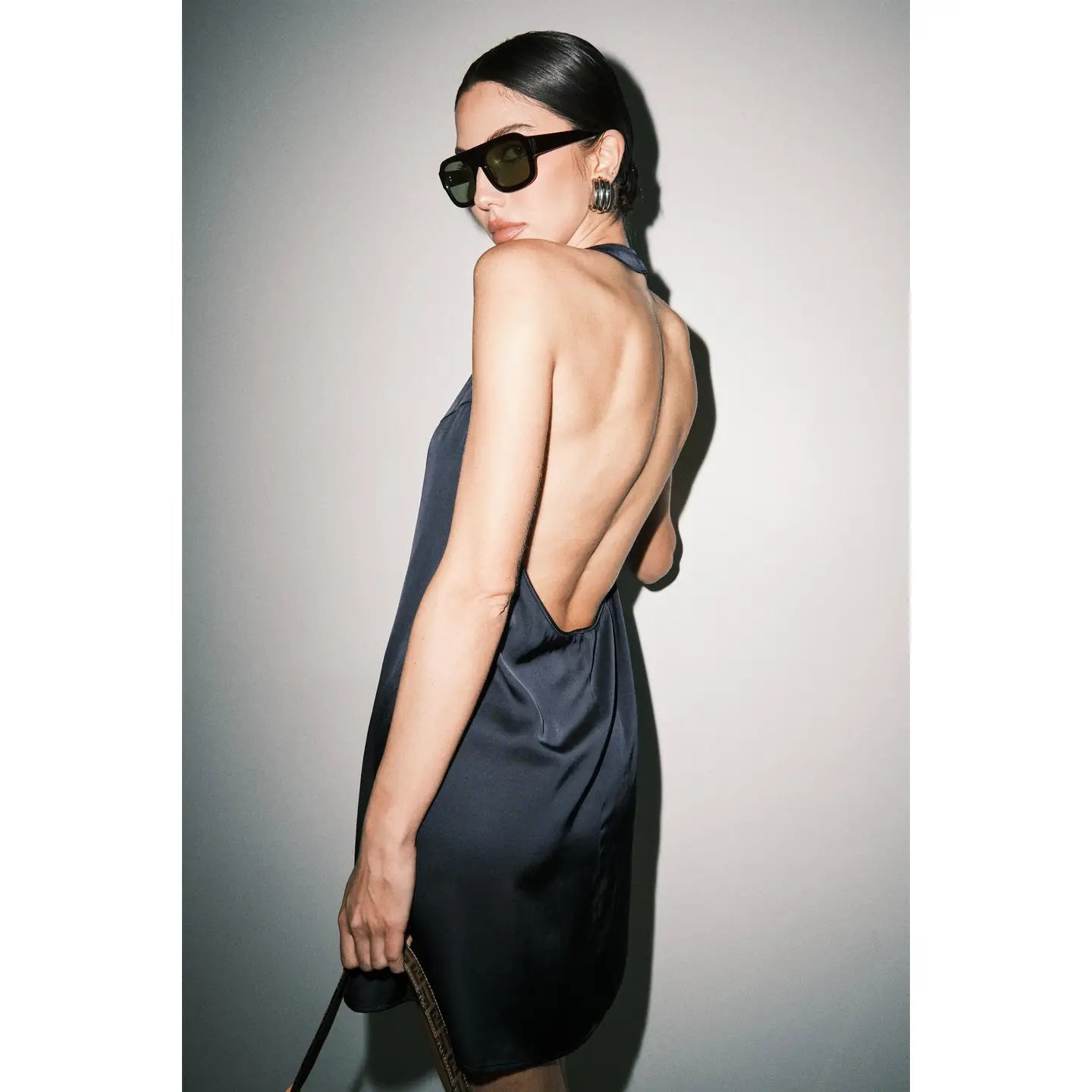 Maggie Satin Halter A-Line Mini Dress