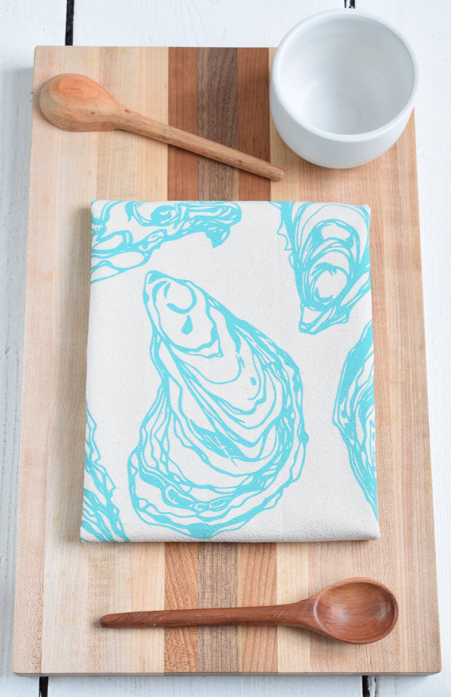 Oyster Tea Towel in Mint Green - Organic Cotton - Sea Shell