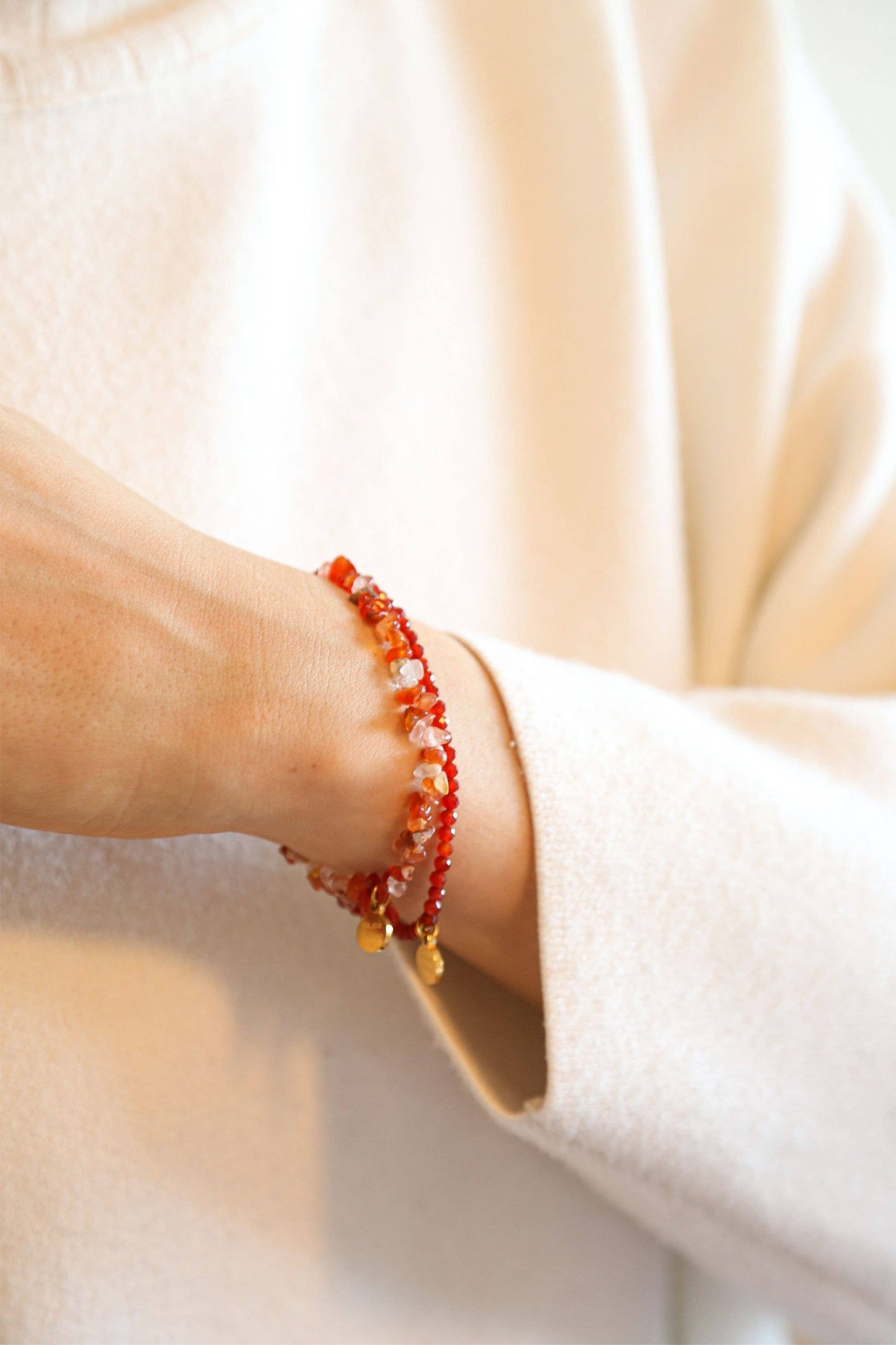 Carnelian Gemstone Beaded Stretch Bracelet | Jewelry