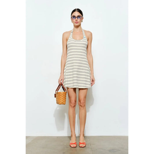 Marlena Striped Halter Mini Dress
