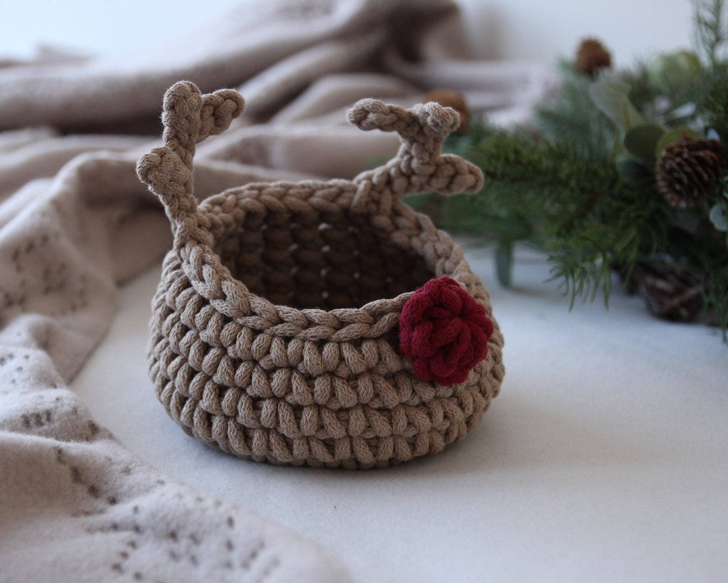 Hand crochet basket | DASHER | Christmas decor & gifts