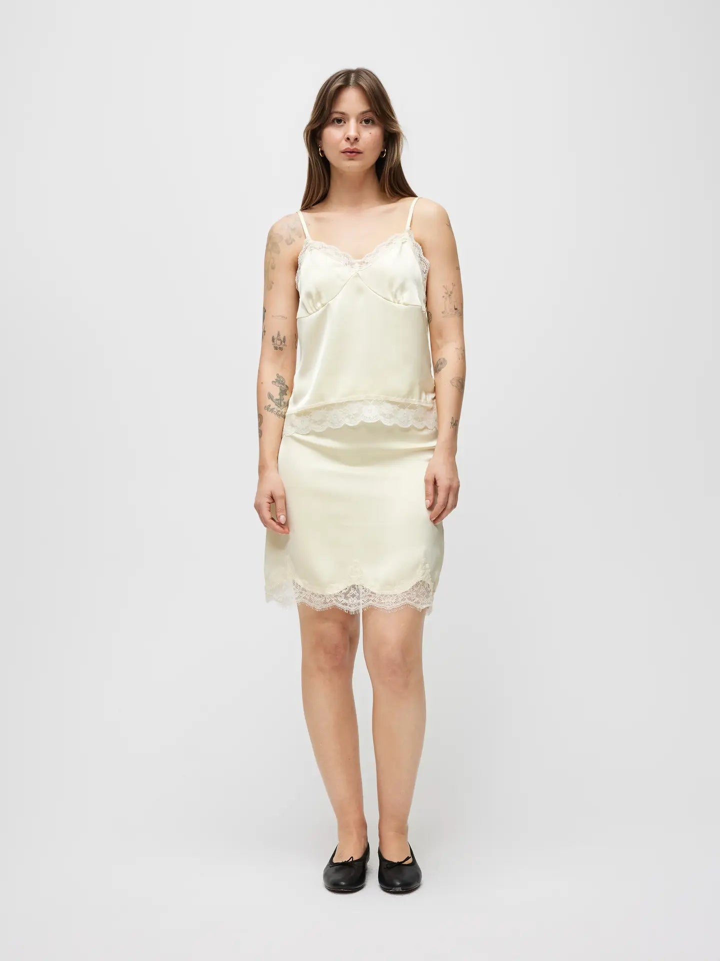 The Sara Top | Satin Lace Tank Top
