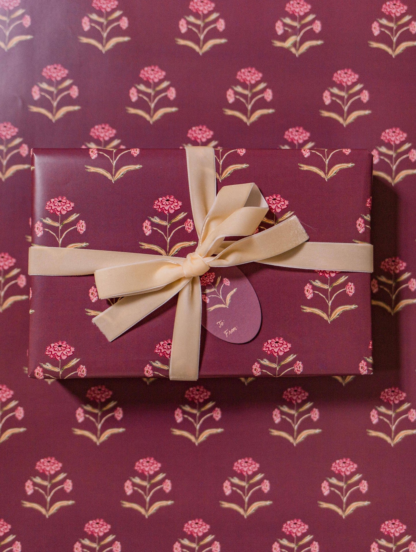 Zinnia Block Print Gift Wrap Sheets