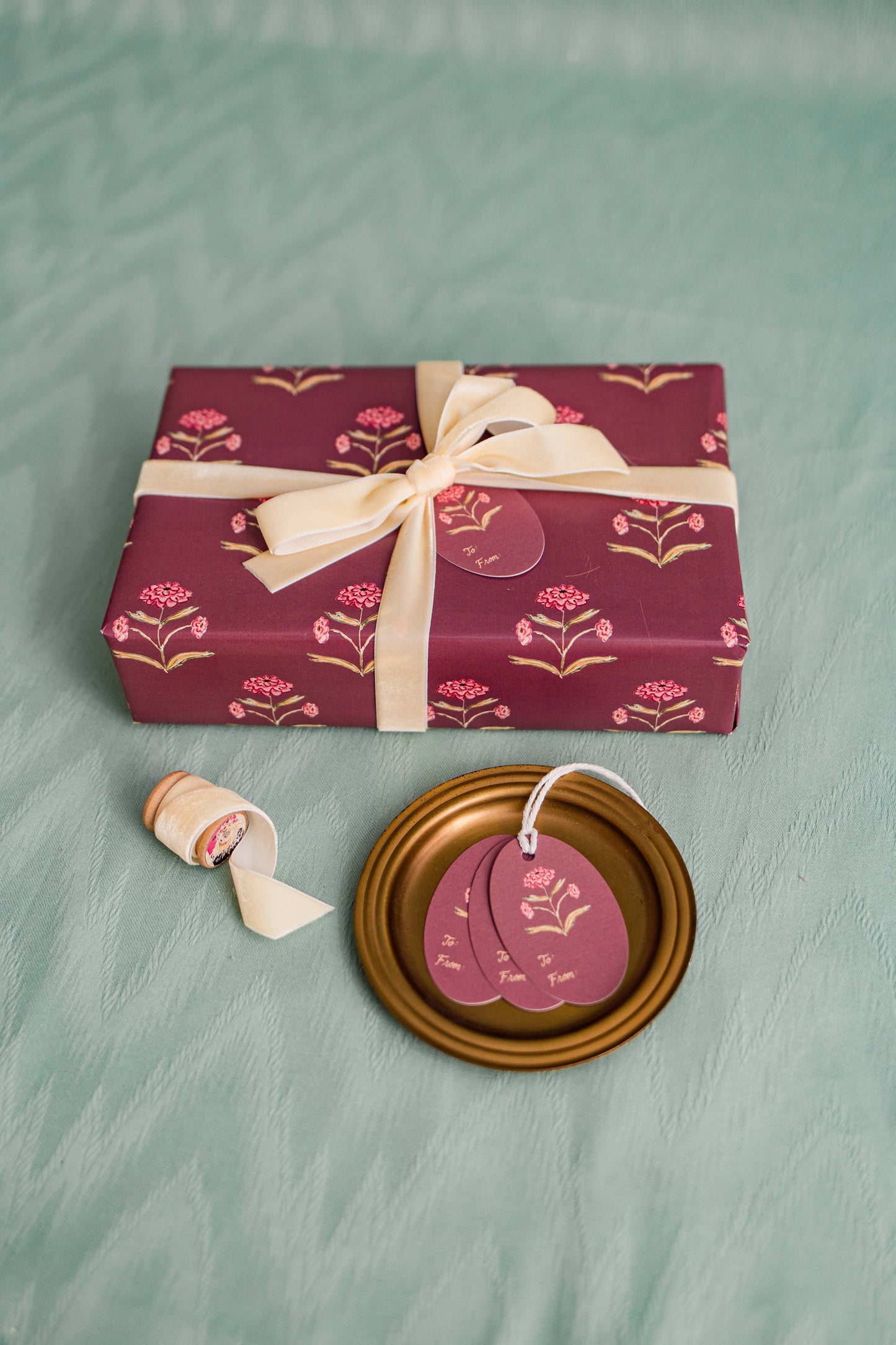 Zinnia Block Print Gift Wrap Sheets