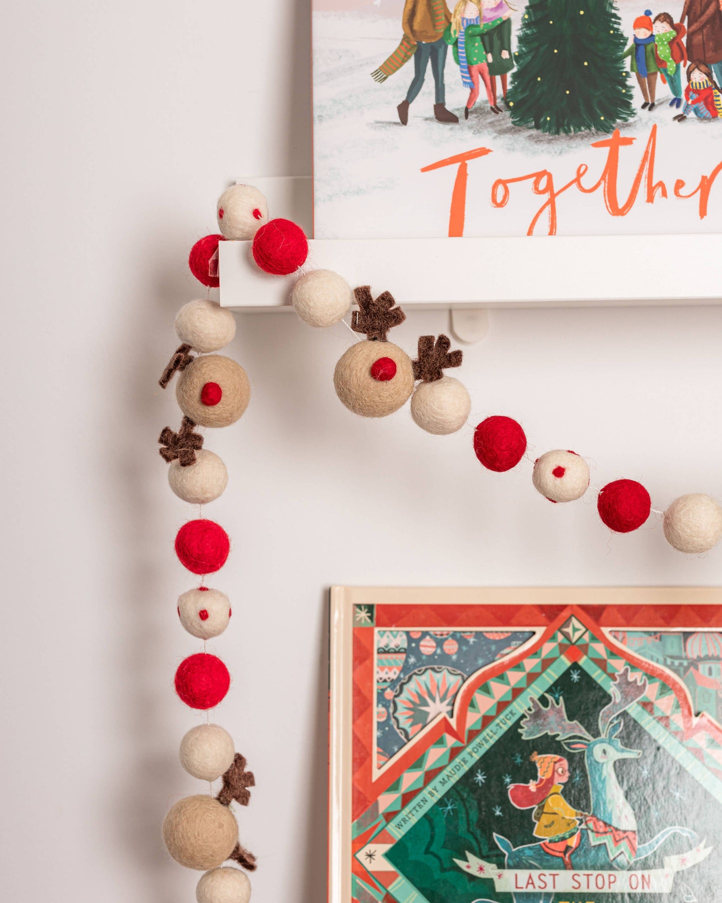 Reindeer Christmas Felt Ball Garland