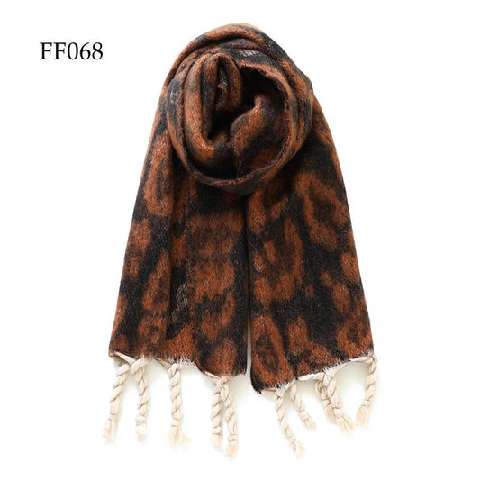 Soft Oblong Multi Color Leopard Brushed Scarf (10 colors): FF069