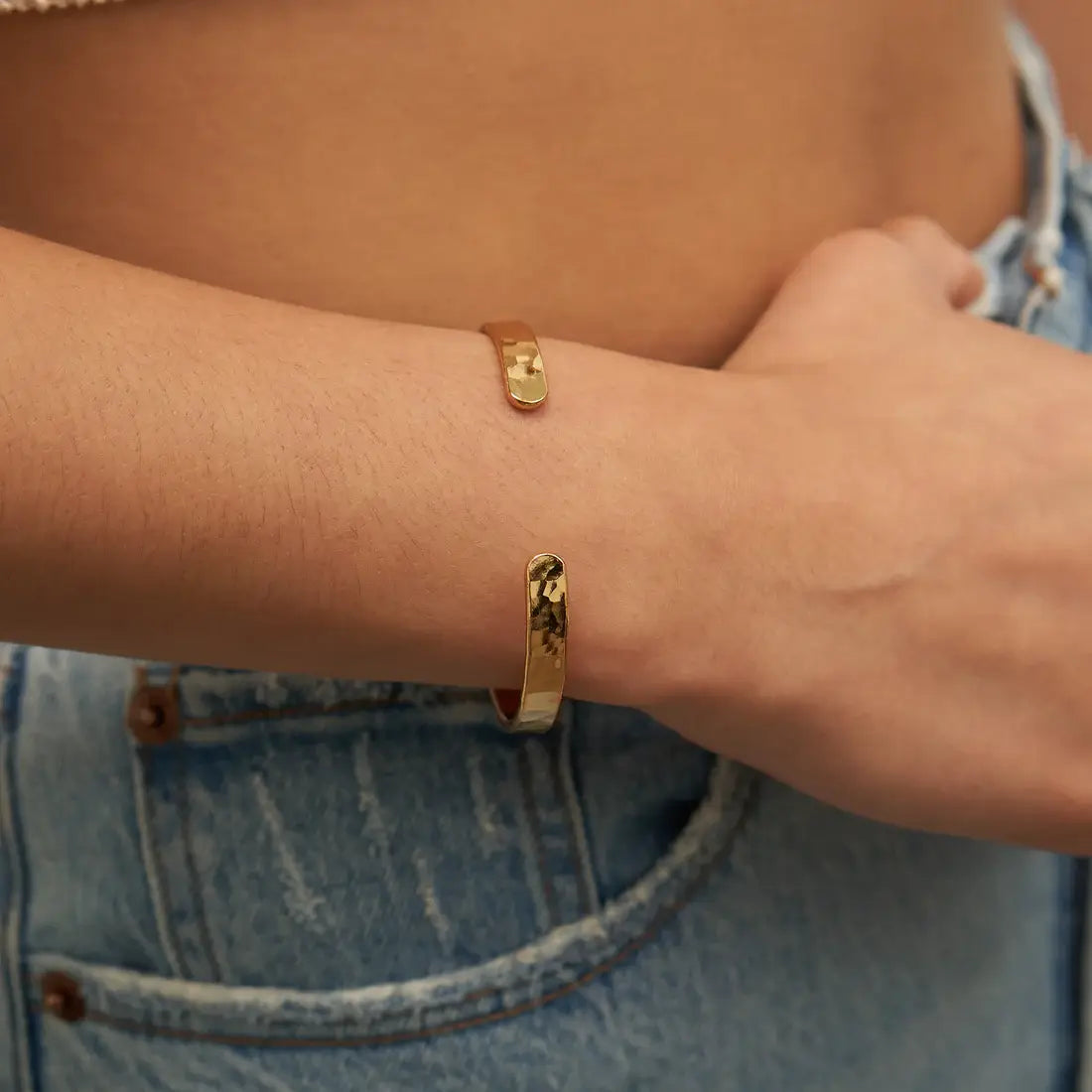 24K Gold Hammered Bangle