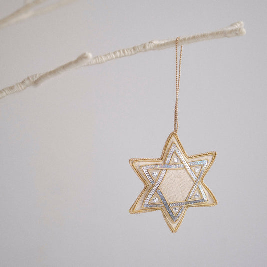 Star of David Irish Linen Hanukkah Holiday Ornament