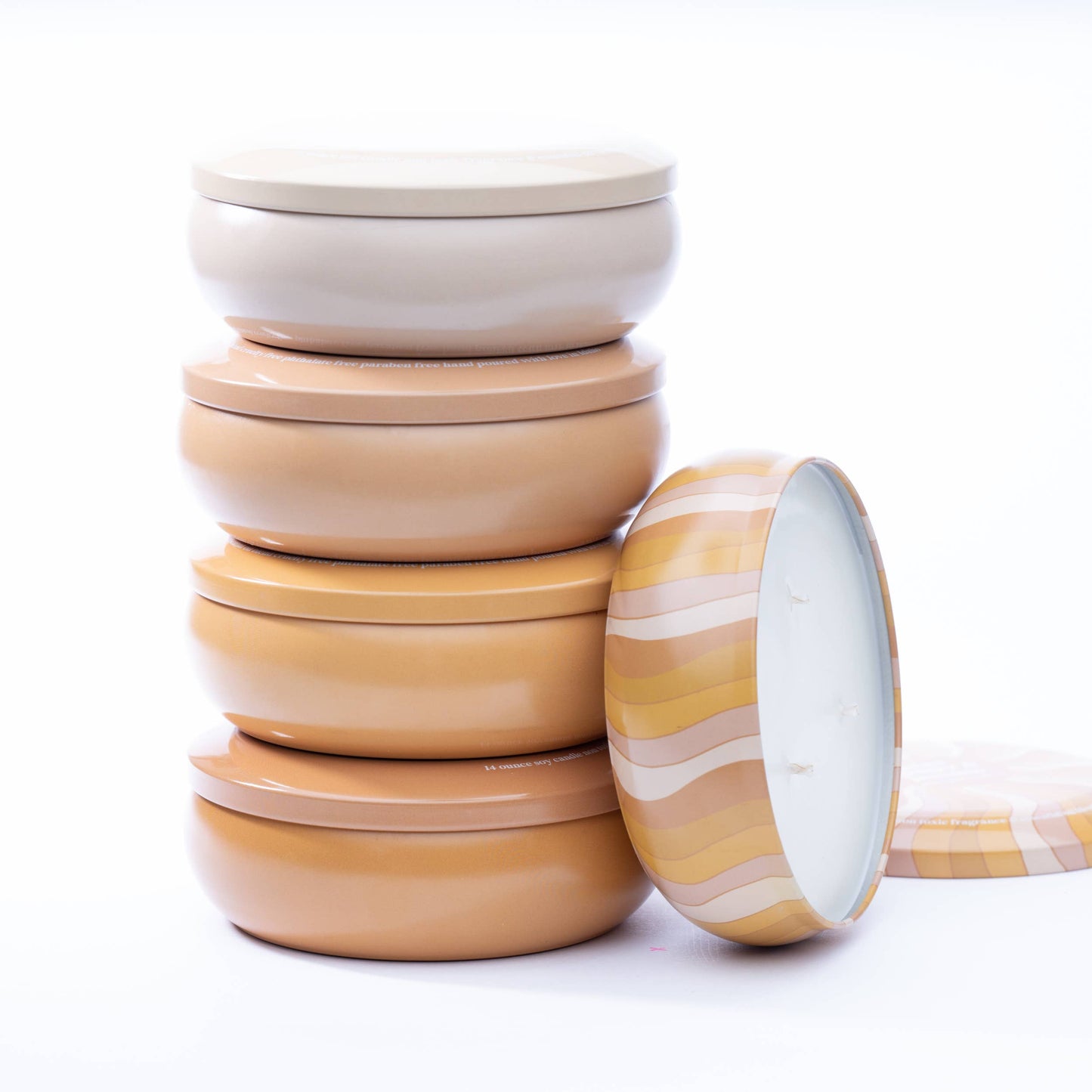 nude tin: coconut sandalwood + cedar  14 oz candle