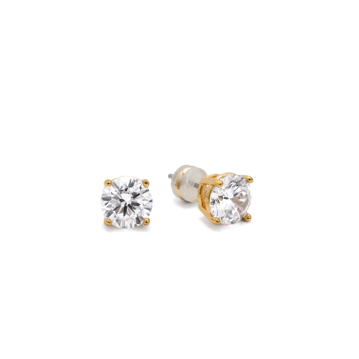 Demi-Fine 8mm Round Solitaire Stud Earrings – Gold: Yellow Gold