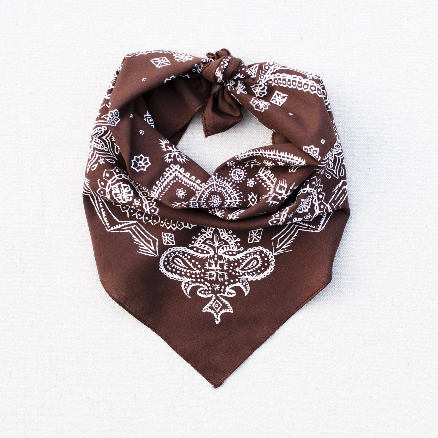 Brown Sketched Paisley Bandana